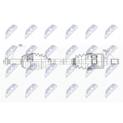 Abbildung von NTY NPW KA 356 Antriebswelle Vorderachse links 652, 62 KIA: RIO 3