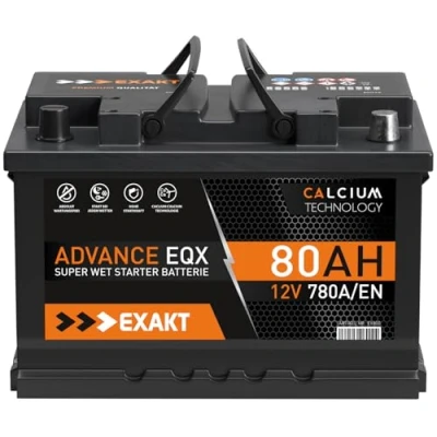 Abbildung von EXAKT Autobatterie 12V 80Ah Starterbatterie PKW KFZ Auto Batterie (80Ah)