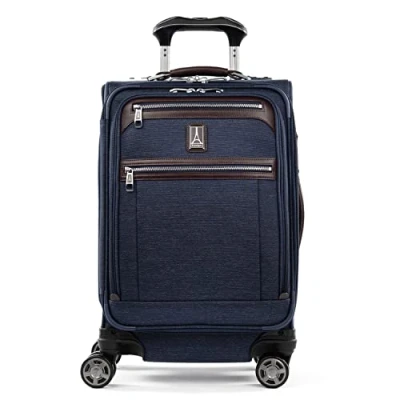 Abbildung von Travelpro Platinum Elite Softside Erweiterbares Gepäck, 8 Rollen Spinner Koffer, USB Anschluss, passt bis zu 15 Zoll Laptop, Männer und Frauen, Business Plus, Reines Marineblau, Carry On 20 Inch,