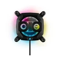 Abbildung von Corsair Hydro X Series XC7 RGB PRO CPU Wasserblock für Intel LGA 1700, 1200, 115X und AMD Sockel AM4 (Kupferkühlplatte, 110 Mikrokühlrippen, 16 LEDs, Mainboard Adapterkabel inklusive) Schwarz