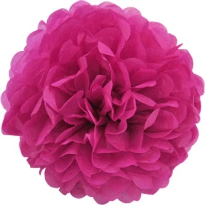 Abbildung von Creativery 1 Papier Pompon 20cm (Fuchsia/Magenta 183D) // Pompom Bommel Kugel Seidenpapier Blumen Deko Hängedeko Raumdeko