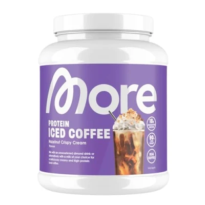 Abbildung von MORE Protein Iced Coffee, 500g, Hazelnut Crispy Cream, Eiskaffee mit wertvollen Proteinen, wenig Zucker und Fett made in Germany