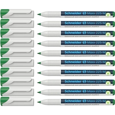 Abbildung von Schneider Maxx 225 M Universal Marker (non permanent, feucht abwischbar, 1,0 mm) 10er Packung grün
