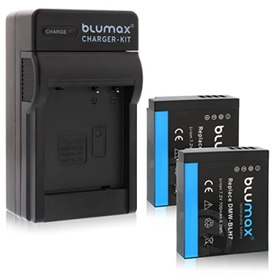 Abbildung von Blumax 2X Akku 700mah 7.2V 5Wh + Ladegerät Netzteil ersetzt Panasonic DMW BLH7 / BLH7E BLH7PP kompatibel mit Lumix DMC GM1 GM5 GF7