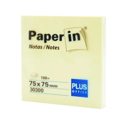 Abbildung von Plus Office Pos Its Haftnotizen, gelb, Haftnotizen für Büro, Schule, Universität, schnelle Notizen und Erinnerungen, Block mit 100 selbstklebenden Blättern (75 x 75 mm, 12 Stück)