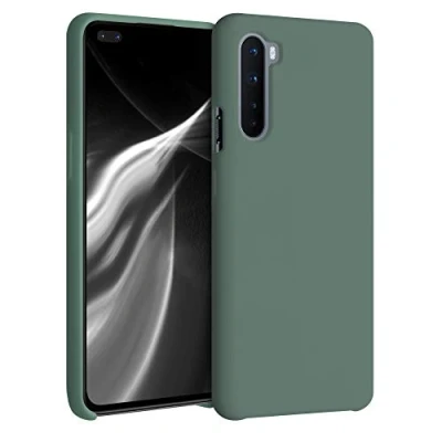 Abbildung von kwmobile Hülle kompatibel mit OnePlus Nord Silikon Handy Case Handyhülle weiche Oberfläche kabelloses Laden Tannengrün