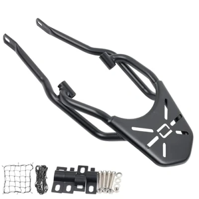 Abbildung von DFFMQSJ Universeller Motorrad Hinterradgepäckträger, kompatibel mit Super SOCO TS Lite Pro TS1200r TC/MAX, Metall Gepäckträger Heckhalterung und 2 teiligem Bungee Gepäcknetz, Motorradzubehör
