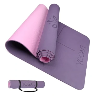Abbildung von YOGATI Yogamatte rutschfest Schadstofffrei, mit Tragegurt. Yoga Matte Ausrichtungslinien für die Körperhaltung. Ideal Yogamatten als Gymnastikmatte, Sportmatte, Fitnessmatte, Jogamatte mat