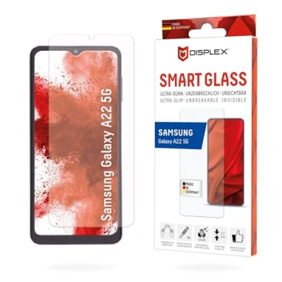 Abbildung von DISPLEX Smart Glass (9H) für Samsung Galaxy A22 5G Montagesticker, unzerbrechlich, ultra dünn, unsichtbar
