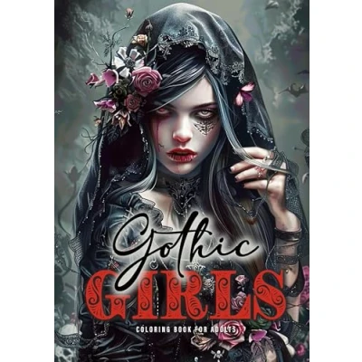Abbildung von Gothic Girls Malbuch für Ewachsene: Horror Erwachsene Graustufen Schädel, Rosen, Kreuze A4: Grayscale ... Crosses (Gothic Coloring Books, Band 1)