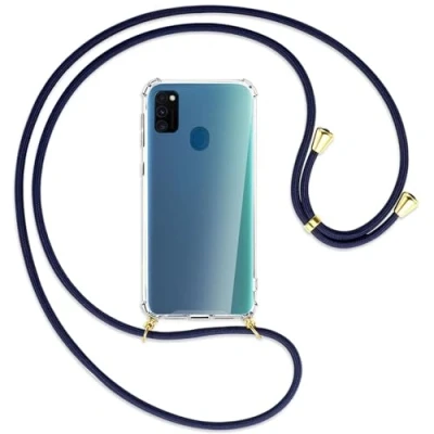 Abbildung von mtb more energy Handykette kompatibel mit Samsung Galaxy M30s, M21 (6.4&#039;&#039;) dunkelblau/Gold Smartphone Hülle zum Umhängen Anti Shock Full TPU Case