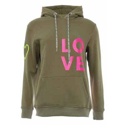 Abbildung von Zwillingsherz LOVE Kapuzenpullover, Damen, Größe: L/XL, Khaki