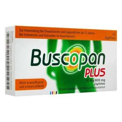 Abbildung von Buscopan plus 10 mg/800 mg Suppositorien Reimport 12 St