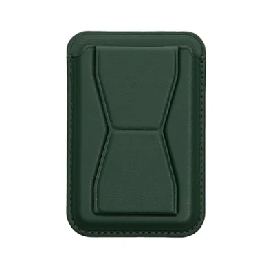 Abbildung von kwmobile Stick on Kartenhalter für Smartphones Kunstleder Halter mit Standfunktion 65 x 95 mm Platz 2 Karten Dunkelgrün