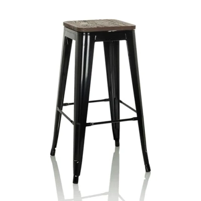 Abbildung von hjh OFFICE Barhocker drehbar VANTAGGIO HIGH WS Hocker im Industry Design stapelbar, Holz Sitzfläche 360 drehbar, Schwarz