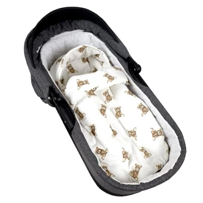 Abbildung von BabyLux Fußsack 90cm für Babyschale, Kinderwagen &amp; Buggy, Minky, ideal Frühling, Sommer Herbst &amp;, warm weich Kinderfußsack (md6 Musselin Teddys)