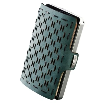 Abbildung von I CLIP Original Geldbörse mit Münzfach Slim Wallet aus Leder Kreditkartenetui Geldklammer hochwertiges Portemonnaie Opal silbernem Rahmen