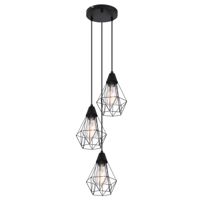 Abbildung von Globo Pendelleuchte, Leuchtmittel nicht inklusive, Retro Decken Pendel Lampe schwarz Wohn Ess Zimmer