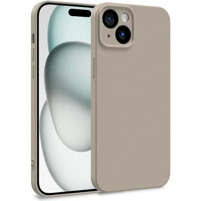 Abbildung von MyGadget Silikon Hülle kompatibel mit Apple iPhone 15 Plus Zweilagige Handyhülle Kameraschutz Cover Innenfutter &amp; außen Dunkelgrau
