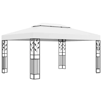 Abbildung von vidaXL Pavillon mit Doppeldach Witterungsbeständig Gartenzelt Partyzelt Festzelt Gartenpavillon Bierzelt Garten 3x4m Weiß Stoff Stahl