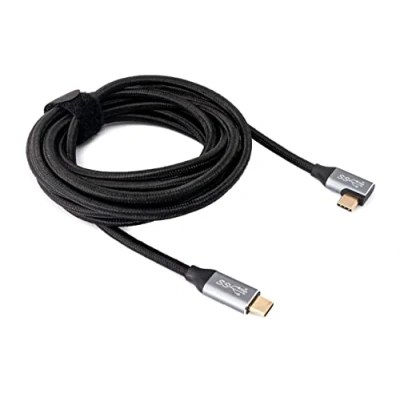 Abbildung von System S USB 3.1 Gen 2 100W Kabel 3 m Typ C Stecker zu Winkel geflochten Adapter in Schwarz