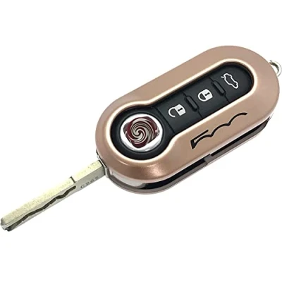 Abbildung von Schlüsselhülle für Fiat 500C 500 500L Abarth Grande Punto Brava Panda Stilo Linea, Rotgold