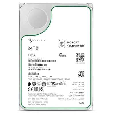 Abbildung von Seagate Exos X24 24TB Interne Server Festplatte ST24000NM000C 3,5 Zoll HDD SATA3 512MB 7200RPM (Generalüberholt)