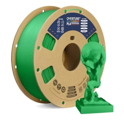 Abbildung von OVERTURE PLA Plus (PLA+) Filament 1,75 mm, professionelle Festigkeit, 1kg (2,2 lbs), Maßgenauigkeit +/ 0,02 für 3D Drucker (Grün)