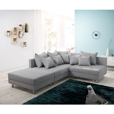Abbildung von Ecksofa Clovis Grau Flachgewebe Hocker Ottomane Links Modulsofa
