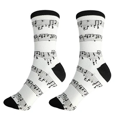 Abbildung von mugesh Musik Socken weiß mit Notenlinien (39/42) Schönes Geschenk für Musiker