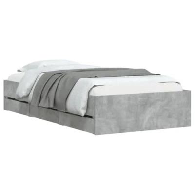 Abbildung von vidaXL Bettgestell, Bettrahmen mit Lattenrost, Bett Gästebett Schubladen, Einzelbett Schlafzimmerbett Schlafzimmermöbel, Betongrau 90x200cm Holzwerkstoff
