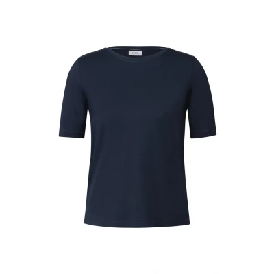 Abbildung von CECIL Damen 3225993 Basic Rundhals T Shirt, Urban Navy Blue, M