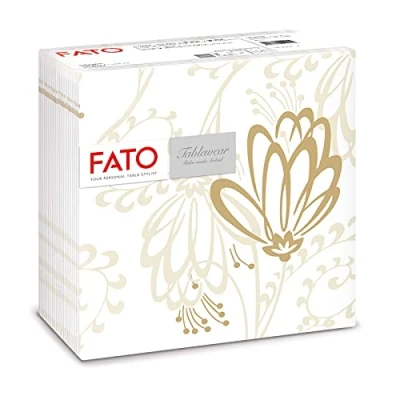 Abbildung von Fato, Trockene Papierservietten, Airlaid, Textileffekt, Packung mit 50 Servietten, Größe 40x40 gefaltet in 4, Boulevarddekor