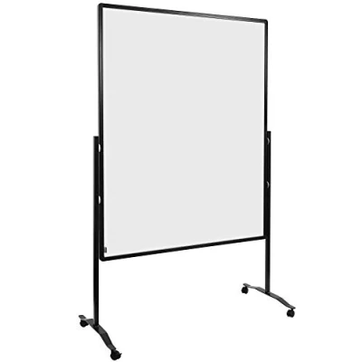Abbildung von Legamaster Premium Plus Moderationswand weiß 150x120 cm doppelseitig, Pinboard mit kartonkaschierter Oberfläche einsetzbar als Trennwand inkl. 4 feststellbaren Rollen und Papierhaken