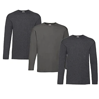 Abbildung von Fruit of the Loom Valueweight Langarm T Shirt für Herren, 2dark Heather + 1 Graphit Hlkauf Notizblock, XXL