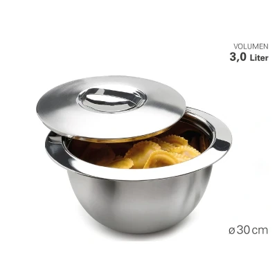 Abbildung von Thermoschüssel aus Edelstahl mit Deckel 30cm 3l