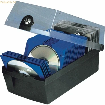 Abbildung von HAN CD Box MÄX 60 Profibox für CD/DVDs, stabiler und formschöner Container mit Schloß 2 Trays, schwarz, 9260 13