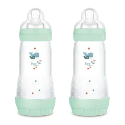 Abbildung von MAM Easy Start Anticolica Babyflasche im 2er Set, mit SkinSoftTM Silikon Sauger, 4+ Monate, 320 ml