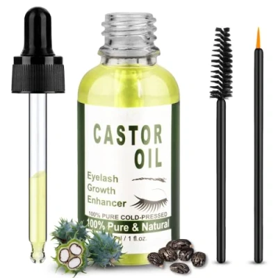 Abbildung von Rizinusöl 100% Rein, Bio Rizinus Öl Kaltgepresst Haarwachstum Haaröl, Natürlich Serum Schnell Wachstum für Wimpern, Augenbrauen, Haare, Bart, Nägel 30ml Castor Oil mit Pipette, Vegan Wimpernserum
