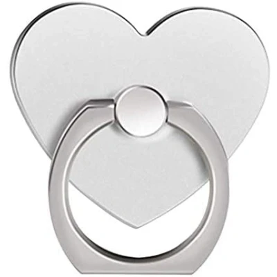 Abbildung von MuStone Handy Ringständer, Fingerringhalter, Herzform, Telefonring Unterstützung, 360 Grad drehbar, Metallständer für alle Smartphones, iPhone, Samsung (Silber)