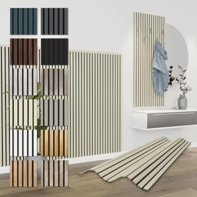 Abbildung von Hexim Wanddekoobjekt APH01 (Akustikpaneele 138,5x60cm flexible Lamellenwand Holz MDF Wandpaneele Lamellenverkleidung Wandverkleidung Innendekoration schalldämmend (4 Paneele / 3,32 m² Palomino APH01)