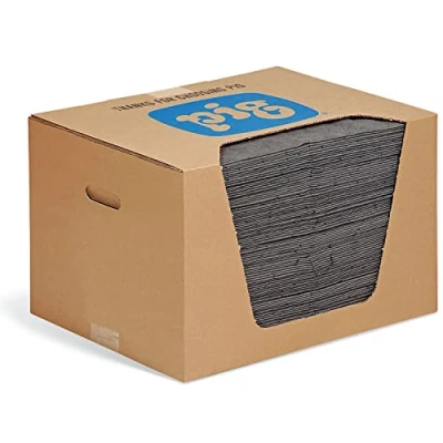 Abbildung von New PIG MAT240 Universal Matte, 83,6 l Saugfähigkeit, 51 cm Länge x 38 Breite, 100 Matten/Spender, grau (100 Stück)