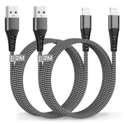 Abbildung von IPhone Ladekabel, Lightning Kabel [2Pack 2M] MFi Zertifiziert USB 2M Lang ladekabel Schnellladekabel Nylon für 14 13 12 11 Pro Max/XS/X/8/7/6/5/SE/iPad