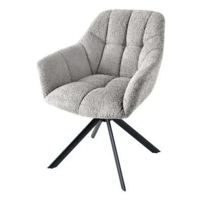 Abbildung von riess ambiente Polsterstuhl PAPILLON grau / schwarz (Einzelartikel, 1 St), Esszimmer · Bouclé Metall Armlehne 180 drehbar Modern Design