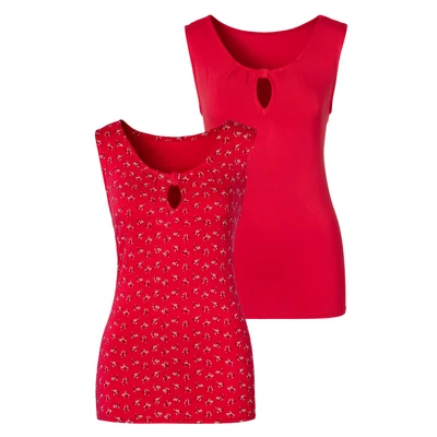 Abbildung von Lascana 2 PACK Top, Damen, Größe: 32/34, Rot