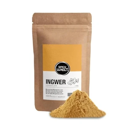 Abbildung von Spicy Welt Ingwerpulver (250g) Gemahlener Ingwer in Premium Qualität für Curry, Wokgerichte, Tee &amp; Backen Fruchtig scharfer Geschmack 100% naturrein, ohne Zusätze