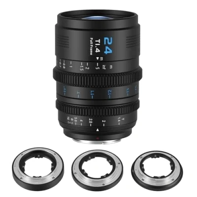 Abbildung von SIRUI VP 1 Vision Prime T1.4 Vollformat Cine Objektiv, 24 mm Objektiv mit manuellem Fokus und vorinstalliertem E Mount, austauschbare RF/Z/L Mounts (Schwarz)