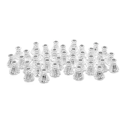 Abbildung von Vintageparts hohe Perlkappen in silberfarben 6 mm 40 Stück zum Schmuck selber basteln