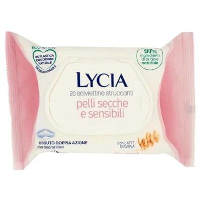 Abbildung von Lycia Make up Entferner für trockene und empfindliche Haut, Gesicht Augen, mit Hafermilch, aus 100% natürlichem Stoff, 20 Stück