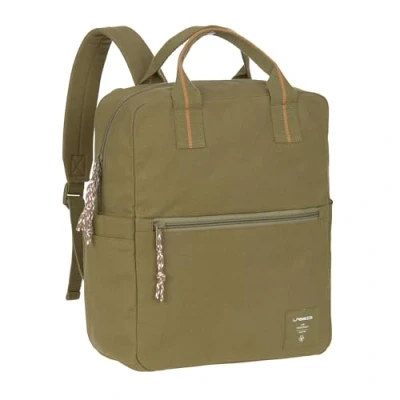 Abbildung von LÄSSIG Baby Wickelrucksack Wickeltasche mit Wickelunterlage und Kinderwagenbefestigung wasserabweisend/Little One &amp; Me Square Backpack Big olive